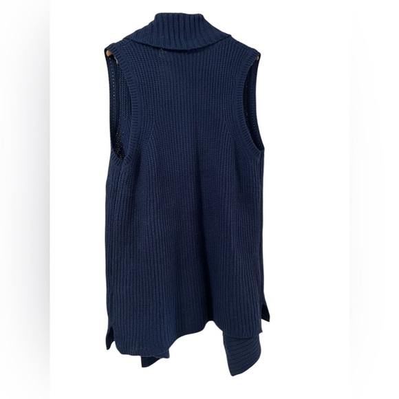 Tint and Shadow Women’s Long Open Front  Sweater Vest Navy Blue Size XL - Picture 2 of 5